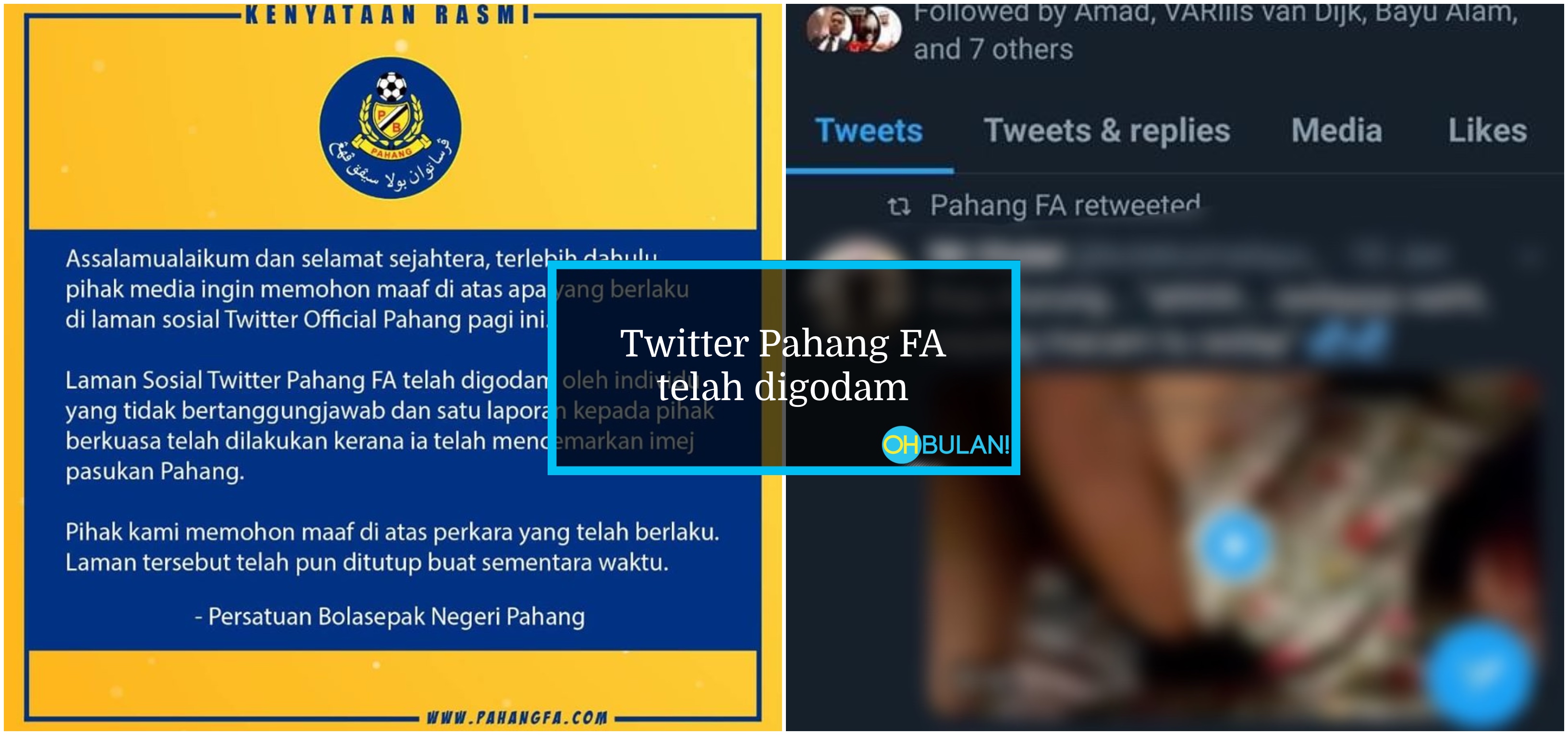 ‘Tak Sengaja’ Retweet Video Lucah, Team Media Sosial Bola Sepak Pahang Beritahu Akaun Digodam
