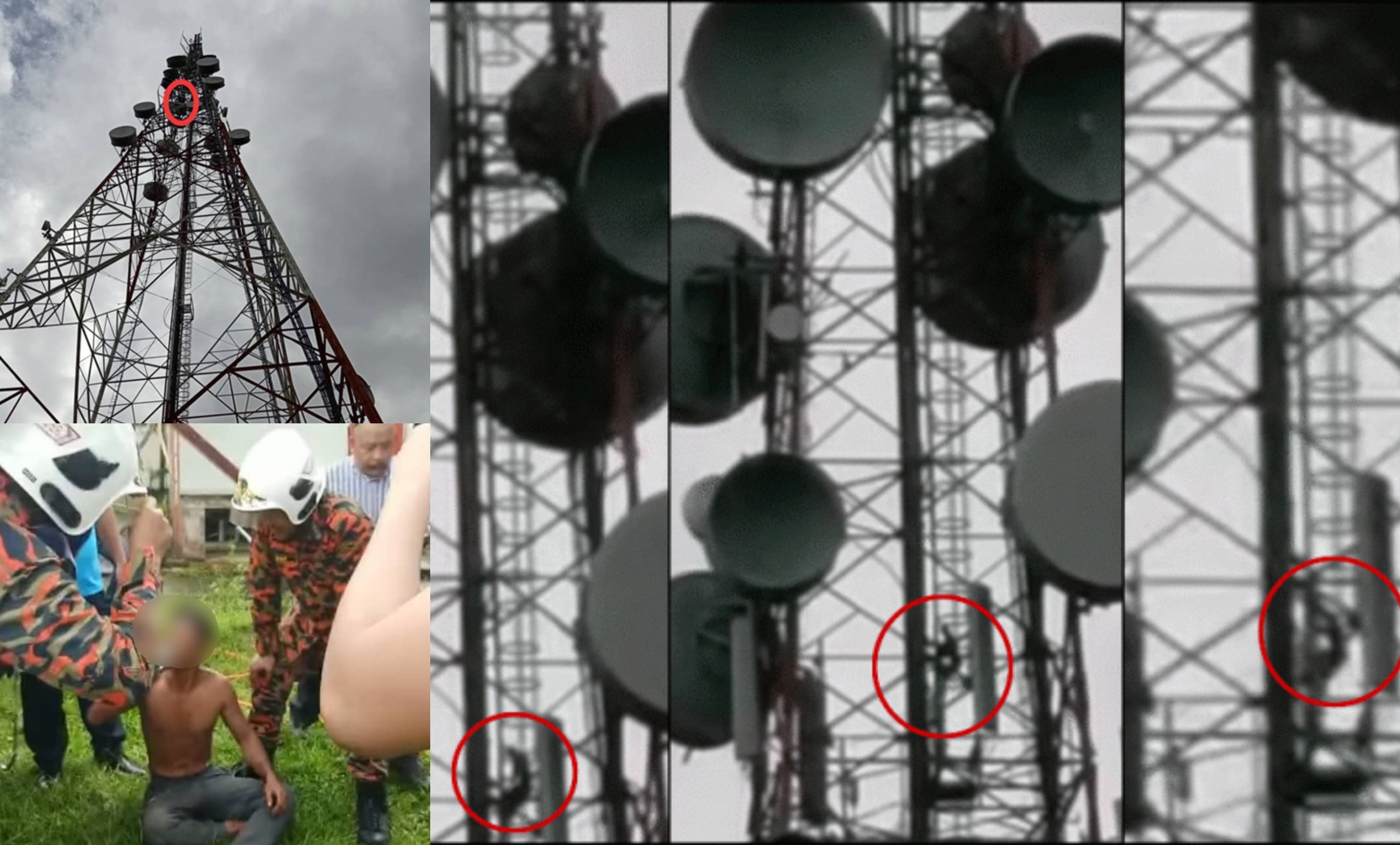 Lelaki Alami Tekanan Perasaan ‘Berkampung’ 30 Jam Atas Menara Telekomunikasi, Baling Batu Bila Cuba Diselamat Bomba