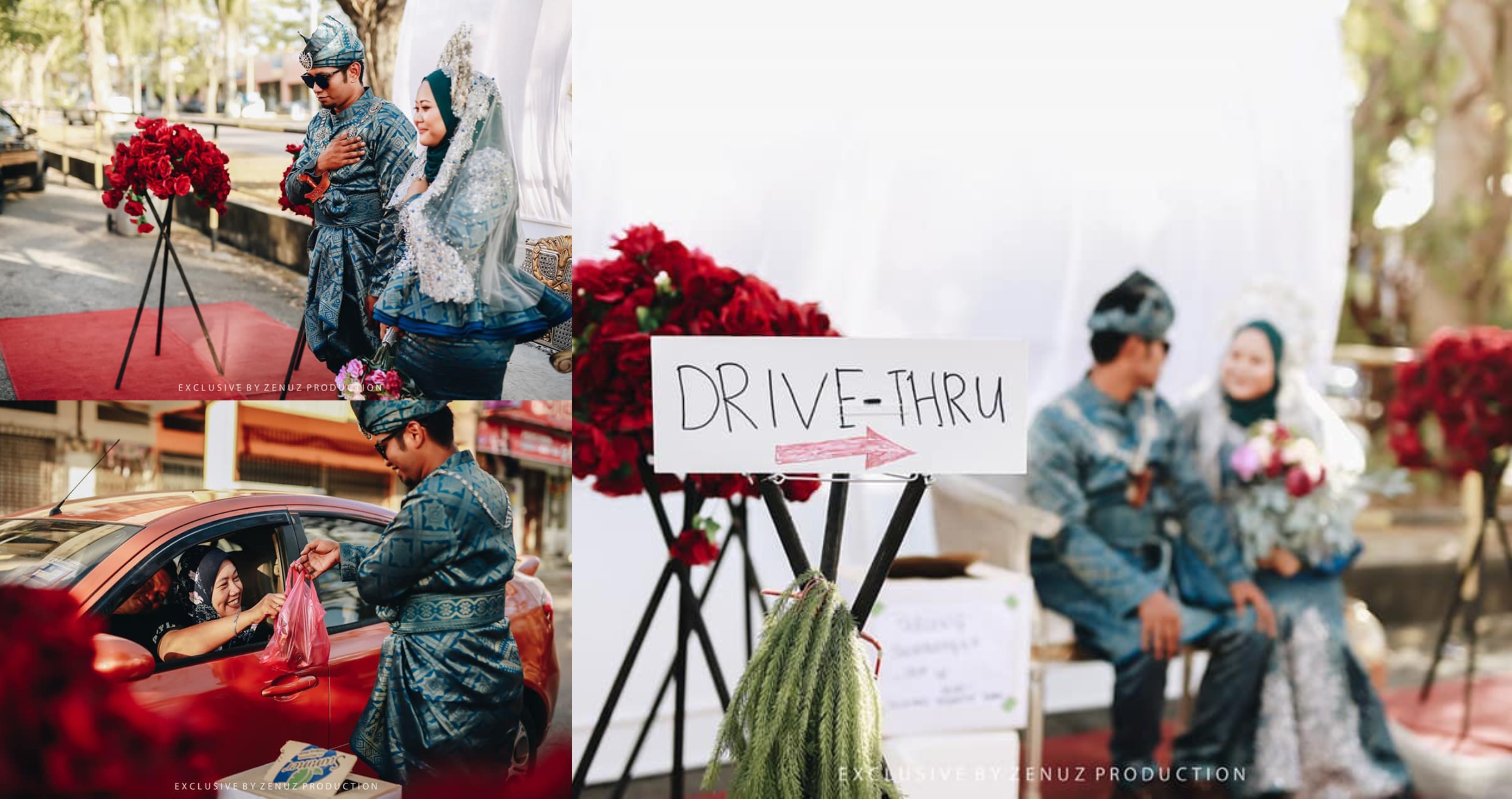 [FOTO] Majlis Kahwin ‘Drive-Thru’ Covid-19, Stop Kereta Ucap Tahniah & Ambil Makanan Je