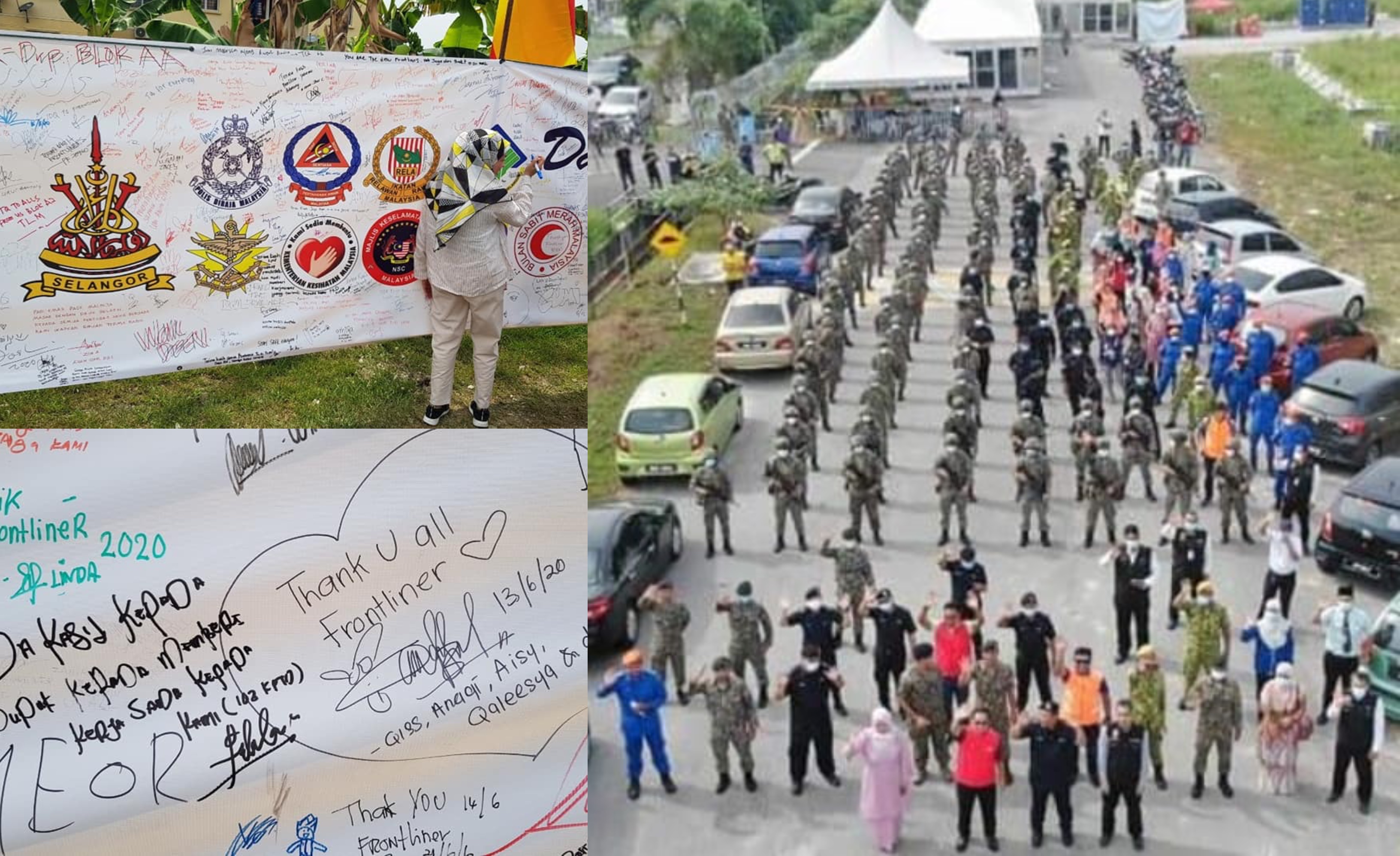 [FOTO] Tamat PKPD, Penduduk Kuala Langat Buat Kain Rentang Istimewa Buat Frontliners