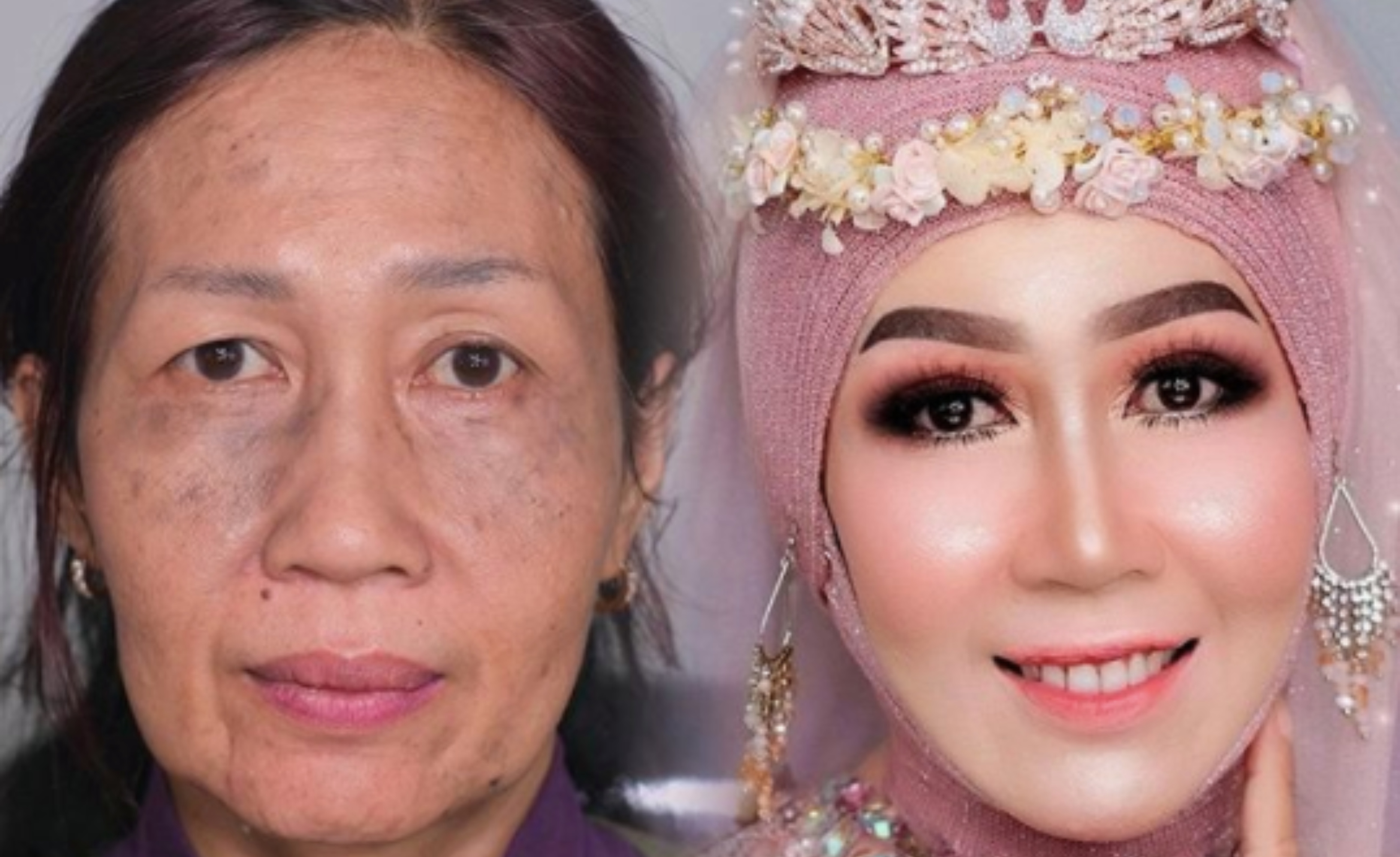 Transformasi Nenek 60 Tahun Disolek Seperti Anak Dara, Hilang Terus Kedutan!