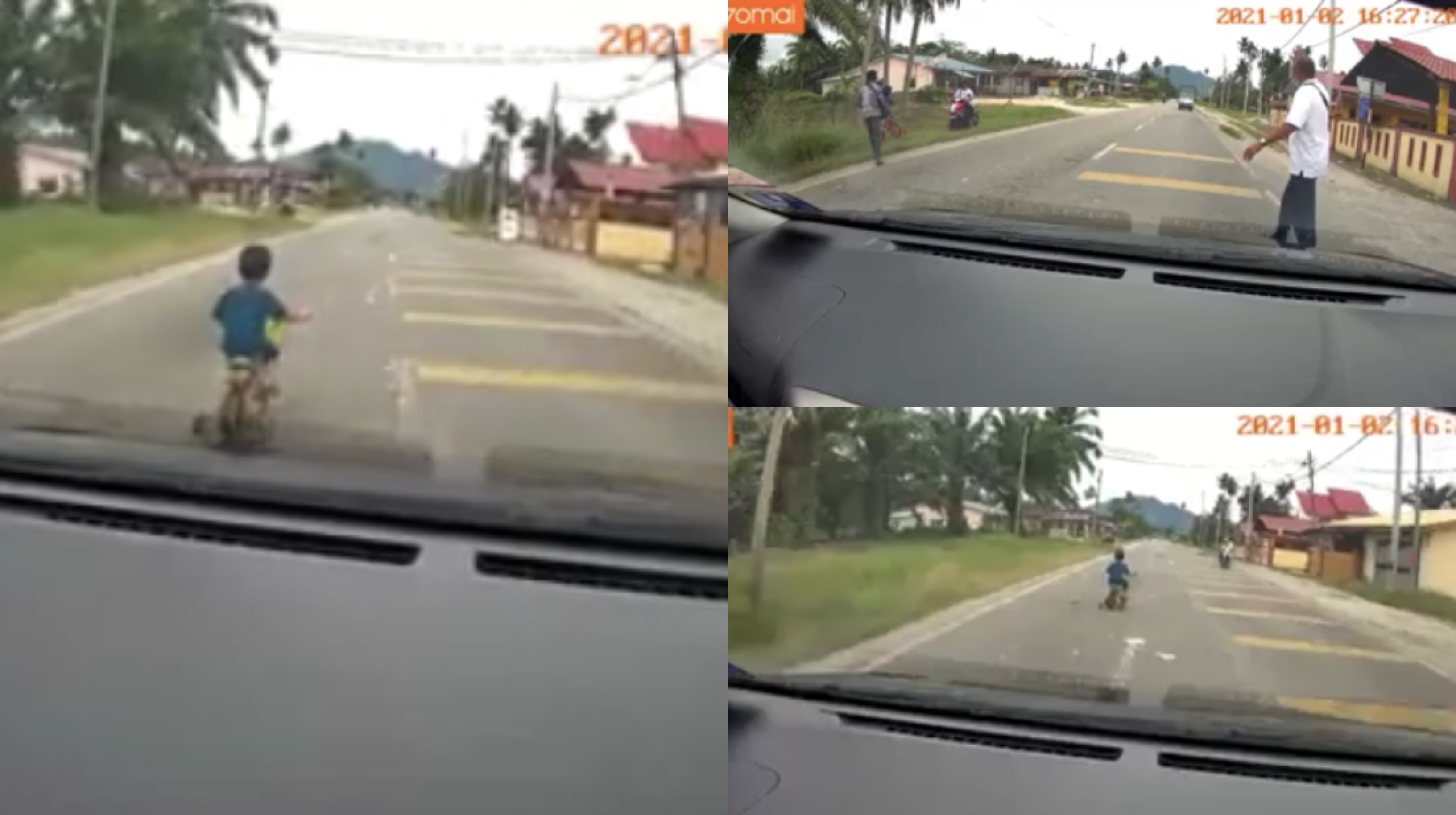[VIDEO] ‘Anak Siapa Ni, Takut Weh..’ – Budak ‘Selamba’ Kayuh Basikal Tengah Jalan