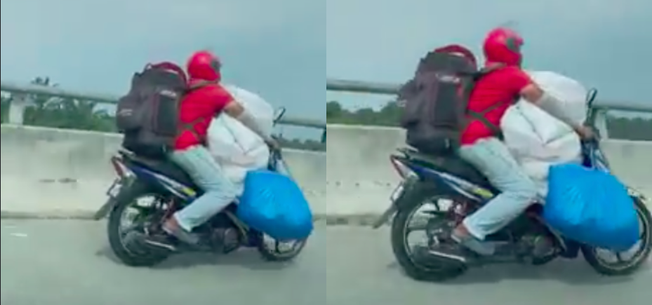 ‘Harap Komisyen Dia Tinggi’ – Bawa Barang Penuh Satu Motosikal, Netizen Sebak Lihat Kegigihan Runner Ini