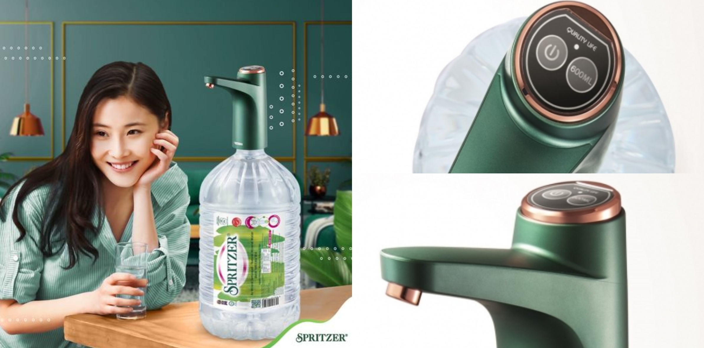 Warna Hijau Aesthetic, Jimat Ruang- Spritzer Water Pump Dispenser Ni Memang Sesuai Dengan Jiwa Moden Korang!