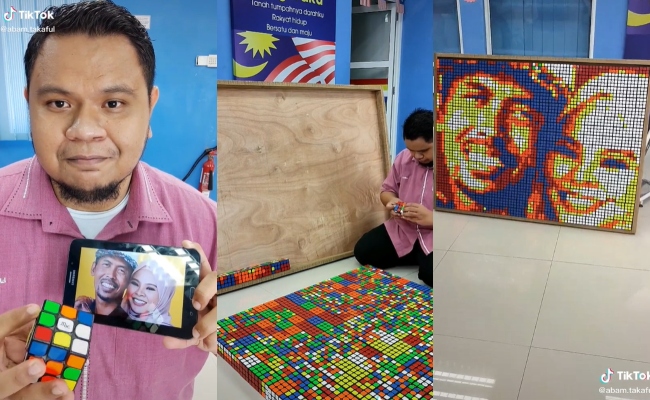 [VIDEO] Guna 400 ‘Rubik Cube’ Hasilkan Potret Shuib & Sarah, Wargamaya Kagum Lihat Bakat ‘Rare’ Lelaki Ini