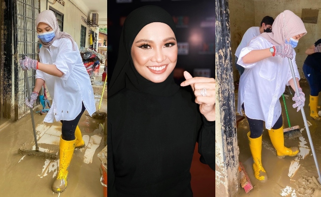 Nabila Razali Cuci Rumah Mangsa Banjir, Netizen Fokus Dengan Penampilan – ‘Pakai Baju Putih Habis La Kena Lumpur’