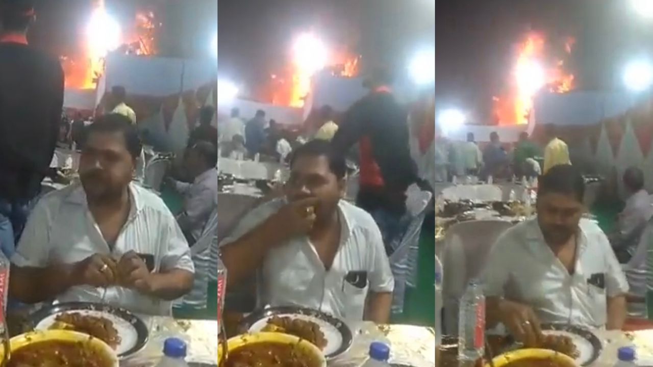 [VIDEO] Dewan Majlis Tengah Terbakar, Lelaki Ini Rilek Je Teruskan Makan