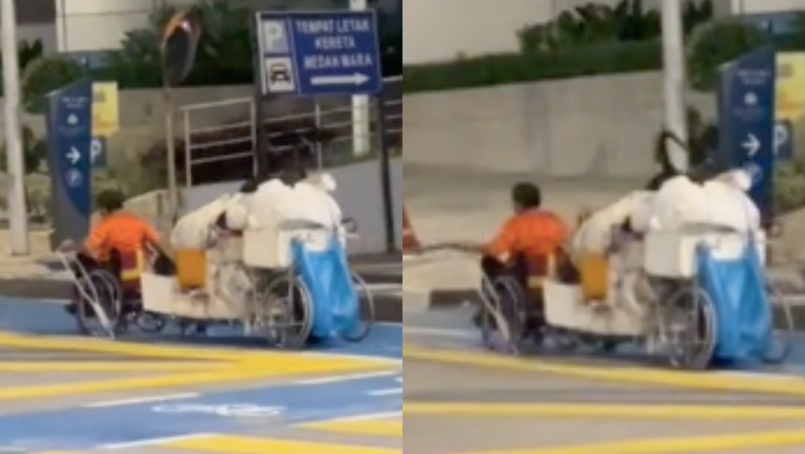 [VIDEO] Lelaki Berkerusi Roda Tarik Barang Dari Belakang, Guna Tongkat Untuk Gerak Undang Sebak Netizen